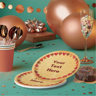 秋の葉のハートオン古い紙紙プレート ペーパープレート