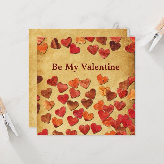 秋の葉のハート – バレンタイン カード (正面/裏面インサイチュ)