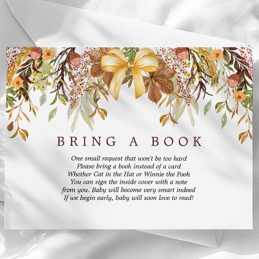秋の葉のフローラが本の赤ちゃんシャワーをもたらす エンクロージャーカード