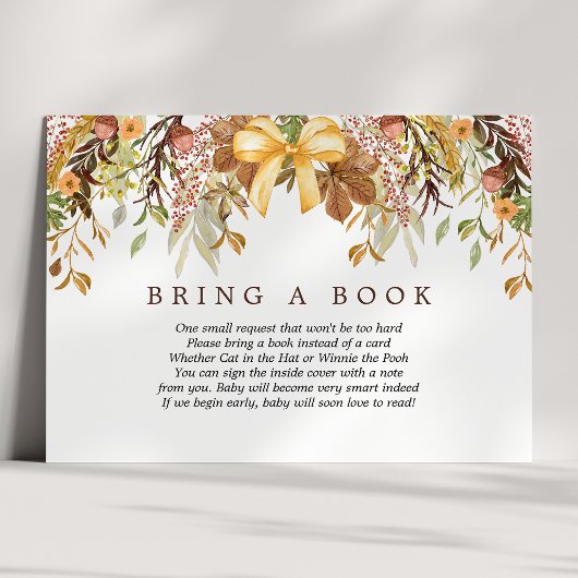 秋の葉のフローラが本の赤ちゃんシャワーをもたらす エンクロージャーカード