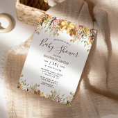 秋の葉のフローラ男女兼用ベビーシャワー 招待状