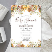 秋の葉のフローラ男女兼用ベビーシャワー 招待状