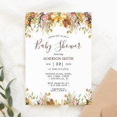 秋の葉のフローラ男女兼用ベビーシャワー 招待状