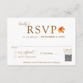 秋の葉のレトロな秋の結婚式QRコードRSVP エンクロージャーカード (正面)