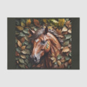 秋の葉の中の馬の頭 薄葉紙 (正面)