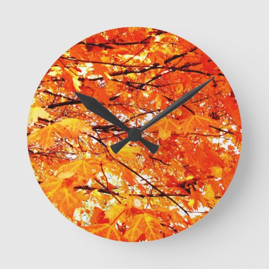 秋の葉の壁掛け時計 ラウンド壁時計 (正面)