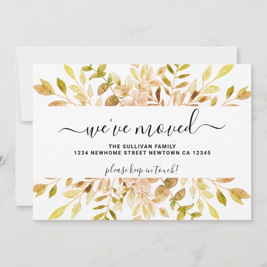 秋の葉の引っ越しましたの発表 案内状 (正面)