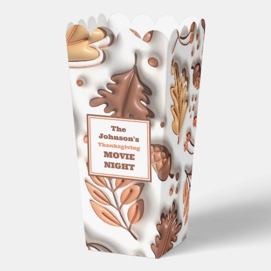 秋の葉の感謝名映画ナイトポップコーン フェイバーボックス (裏面)