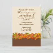 秋の葉の感謝祭のパーティの招待状 招待状 (スタンド正面)