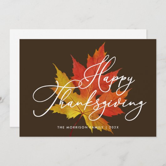 秋の葉の感謝祭ホリデーカード シーズンカード (正面/裏面)