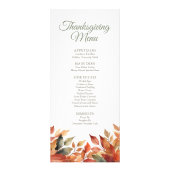 秋の葉の感謝祭メニュー ラックカード (正面)