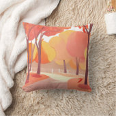 秋の葉の散歩 | 抽象芸術水色 クッション (ブランケット)