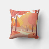 秋の葉の散歩 | 抽象芸術水色 クッション (裏面)