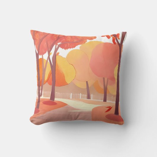 秋の葉の散歩 | 抽象芸術水色 クッション (正面)