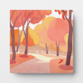 秋の葉の散歩 | 抽象芸術水色 フォトプラーク (正面)