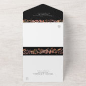 秋の葉の水の色のリース結婚の黒 オールインワン招待状 (外側)