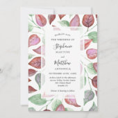 秋の葉の水の色ブルゴーニュ葉の結婚 招待状 (正面)