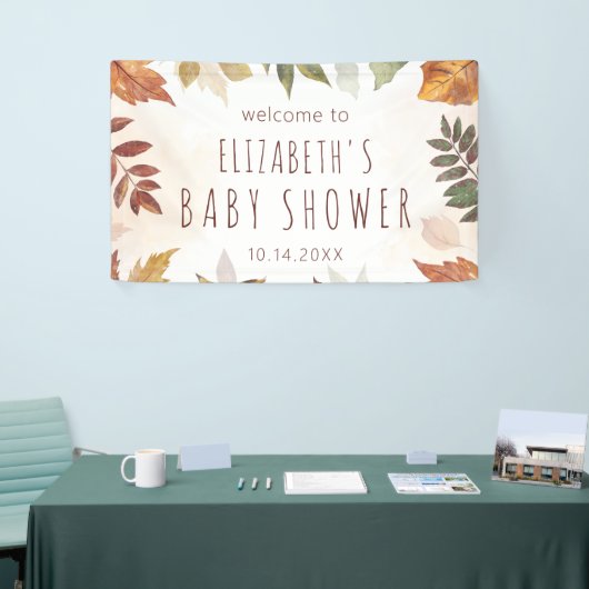 秋の葉の水色秋のウェルカムサイン 横断幕 (トレードショー)