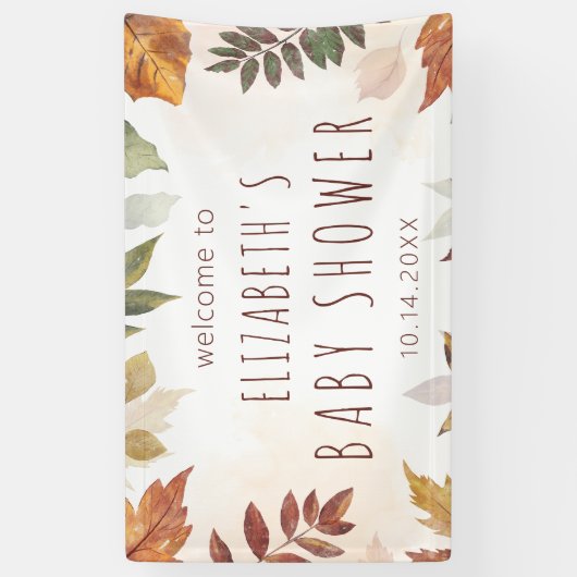 秋の葉の水色秋のウェルカムサイン 横断幕 (縦)