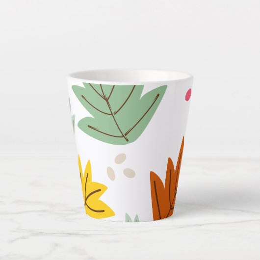 秋の葉の秋おもしろい カフェラテマグ (正面)