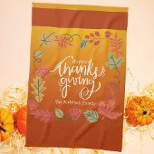 秋の葉の秋の居心地の良い素朴感謝祭 キッチンタオル