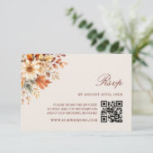 秋の葉の秋の植物QRコードの結婚式 出欠カード (スタンド正面)