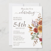 秋の葉の秋の色ホワイト誕生日 招待状 (正面)