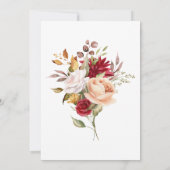 秋の葉の秋の色ホワイト誕生日 招待状 (裏面)