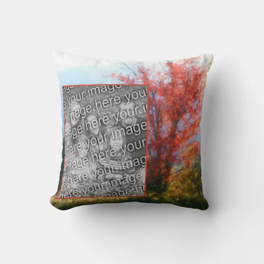 秋の葉の絵画自然の写真の追加 クッション (正面)