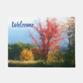 秋の葉の自然の絵画写真の歓迎 ドアマット (正面)