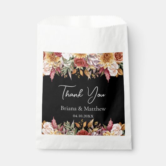 秋の葉の花の白と黒結婚の色 フェイバーバッグ (正面)