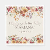 秋の葉の花アイボリー誕生日パーティー スタンダードランチョンナプキン (正面)