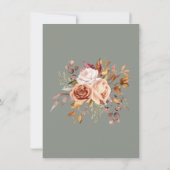 秋の葉の花セージ緑のサンキューカード 招待状 (裏面)