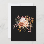 秋の葉の花ブラックサンキューカード 招待状 (裏面)