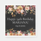 秋の葉の花ブラックバースデーパーティー スタンダードランチョンナプキン (正面)