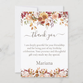 秋の葉の花ホワイトサンキューカード 招待状