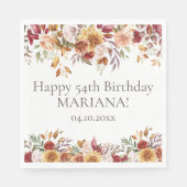 秋の葉の花ホワイトバースデーパーティー スタンダードランチョンナプキン (正面)