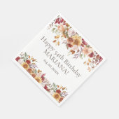 秋の葉の花ホワイトバースデーパーティー スタンダードランチョンナプキン (角)