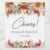 秋の葉の花結婚白 ワインラベル (シングルラベル)