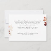 秋の葉の葬儀の忌引きありがとう サンキューカード (裏面)