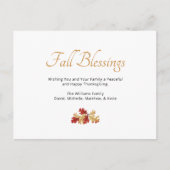 秋の葉エレガント感謝祭恵み シーズンポストカード (正面)