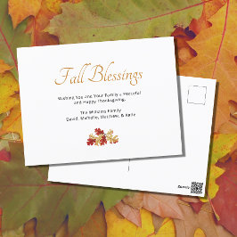 秋の葉エレガント感謝祭恵み シーズンポストカード