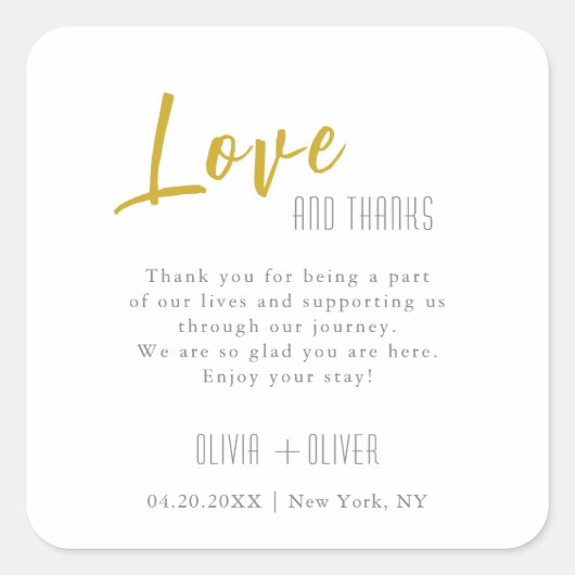 秋の葉オク結婚の愛と感謝してい0 スクエアシール (正面)