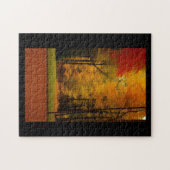 秋の葉オレンジ色の赤みを帯びた葉黄金の ジグソーパズル (横)