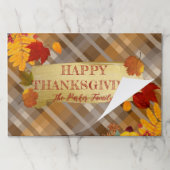 秋の葉オンプレイドサンクスギビング紙ランチョンマット ペーパーパッド (折り畳み)