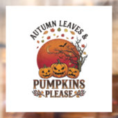 秋の葉カボチャハロウィンコウモリの木 ウィンドウサイン (シート2)