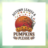 秋の葉カボチャハロウィンコウモリの木 ウィンドウサイン (シート3)