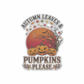 秋の葉カボチャハロウィンコウモリの木 シール (正面)