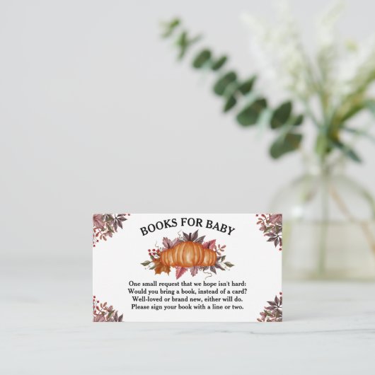 秋の葉カボチャ赤ちゃんシャワーベビー エンクロージャーカード (スタンド正面)