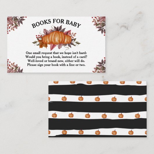 秋の葉カボチャ赤ちゃんシャワーベビー エンクロージャーカード (正面/裏面)